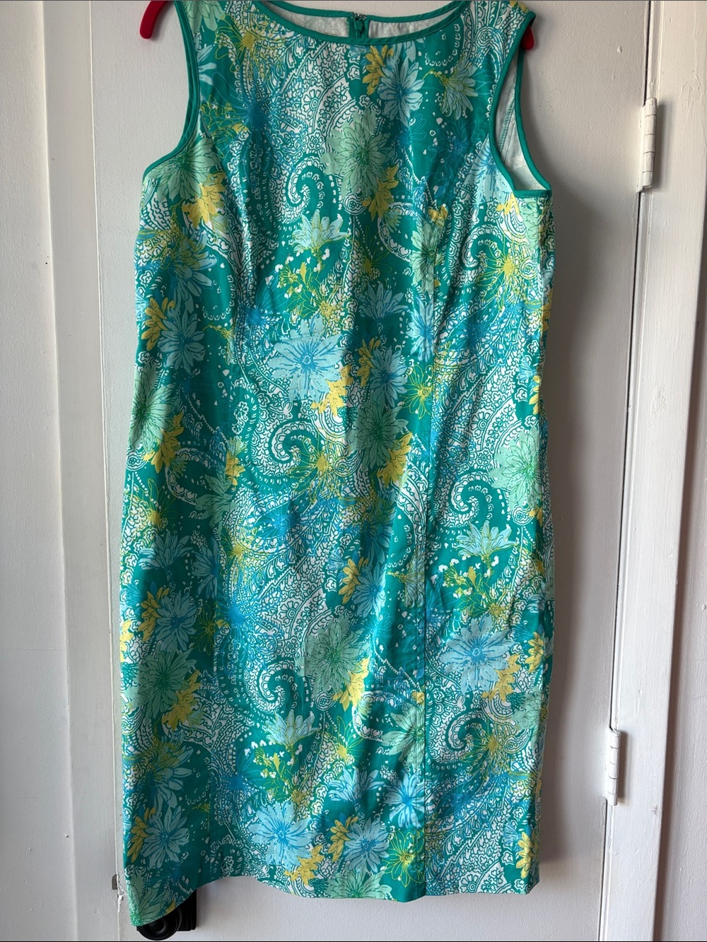 Talbots Teal Floral Paisley Sheath Dress